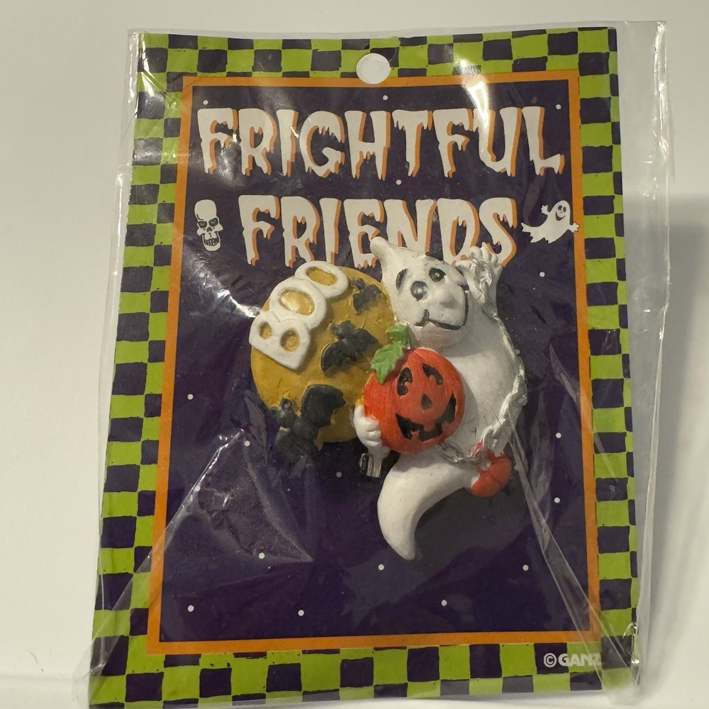 Vintage Ganz Halloween Ghost Brooch Frightful Friends Pin‎